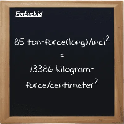 85 ton-force(long)/inci<sup>2</sup> setara dengan 13386 kilogram-force/centimeter<sup>2</sup> (85 LT f/in<sup>2</sup> setara dengan 13386 kgf/cm<sup>2</sup>)
